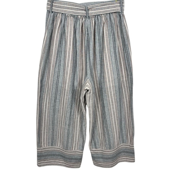 Jun & Ivy Striped Wide Leg Cropped Pants with Tie Waist – Size M - Picture 3 of 11